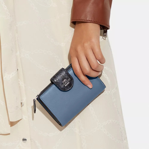 Monedero Coach Corner Zip Monogram Azul Cb866