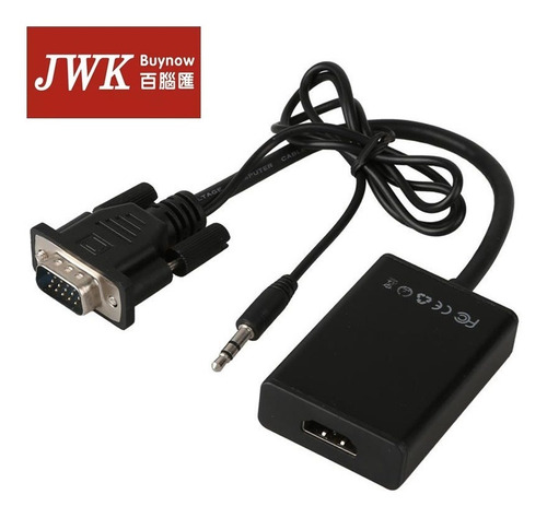 Cable Adaptador Vga A Hdmi Con Audio Y Electricidad Jwk
