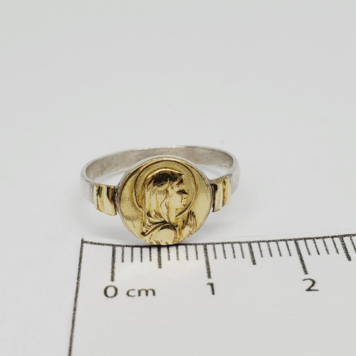 Imagen 5 de 7 de Anillo Plata Y Oro Virgen Niña