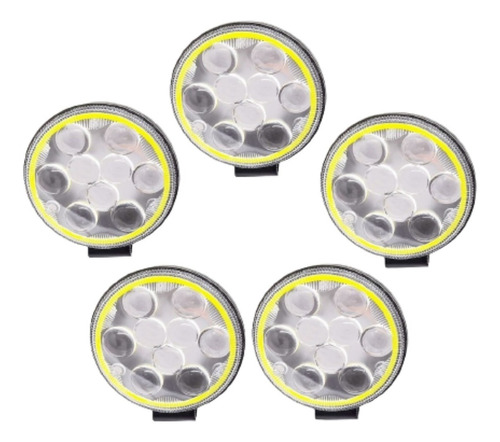 5 Farol De Milha Led Redondo 27w 12v/24v Carro Jeep Caminhao