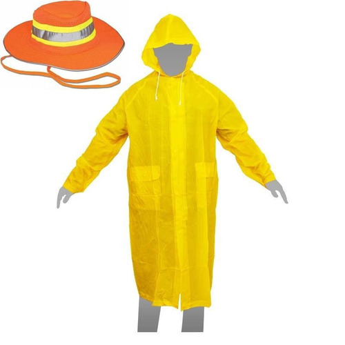 1 Poncho Gabardina Larga Impermeable Grande 110cm + Sombrero