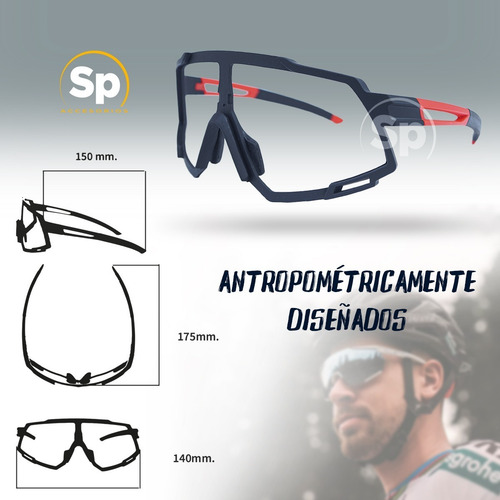 Imagen 6 de 10 de Lentes De Ciclismo Polarizados Deportivos Unisex 4 Micas