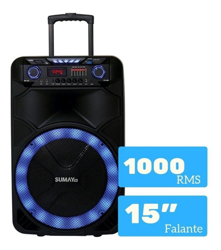 Caixa Sumay Thunder X 1000w Com Bluetooth E Microfone