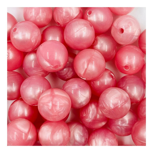 Miçanga Passante Bola Lisa Rosa Bebê 19mm 50pçs 235g