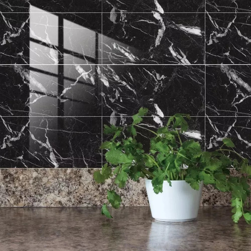 Kit 10 Placas Adesivas Mármore Painel 3d Porcelanato Lavável