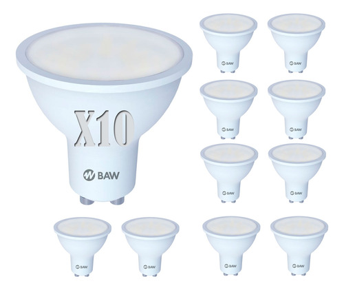 Combo X10 Lámpara Led Fría Baw Reflectora 7w, 630lm, 50-60hz