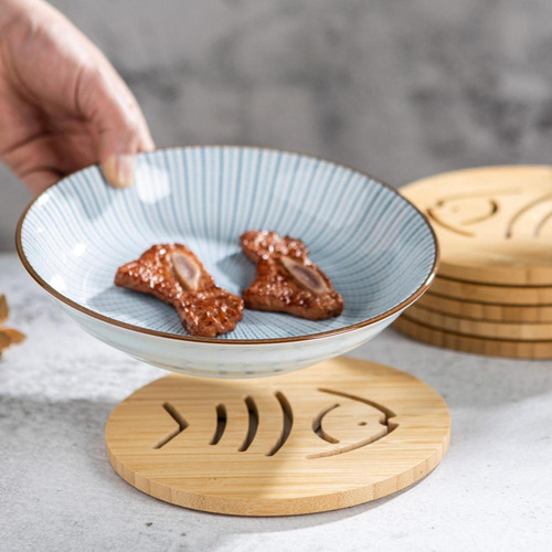 6x Pads De Bambú Con Almohadilla De Platos Calientes Para