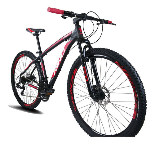 Mountain bike Rino Atacama aro 29 17" 24v freios de disco mecânico câmbios Shimano Tourney TZ31 cor preto/vermelho