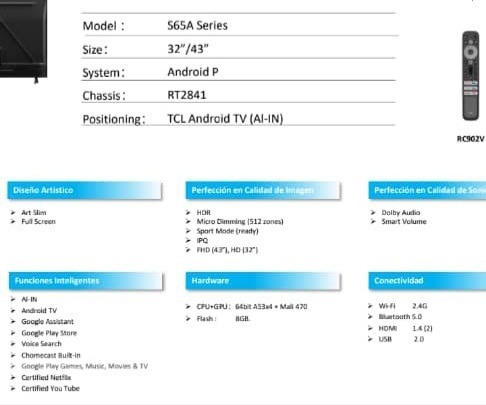 Imagen 2 de 2 de Tv Tcl 32 Pulgadas Smart, Androide 2k.