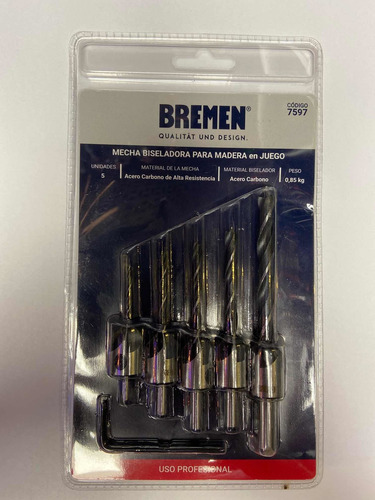 Imagen 1 de 2 de Juego Mechas Biseladoras Bremen 5 Piezas 7597 Avellanadorras