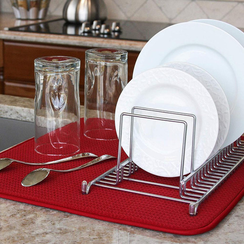 Para Plato De Microfibra Estera De Secado Rojo 40.5x45.5cm