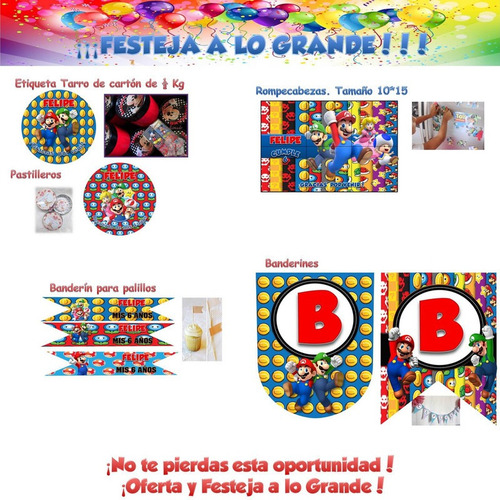 Mario Bros Para Imprimir Decoración Cumple Candy