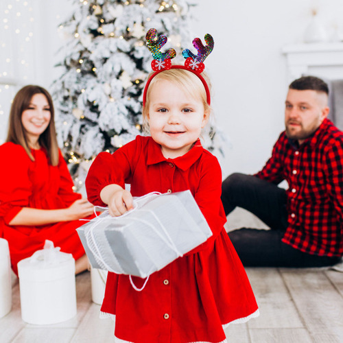 Diademas Navideñas Con Cuernos, 3 Unidades, Diademas Navideñ