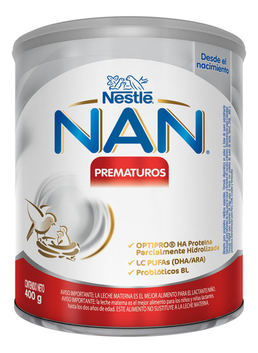 Leche de fórmula en polvo Nestlé Nan Prematuros en lata de 400g a partir de los 0 meses