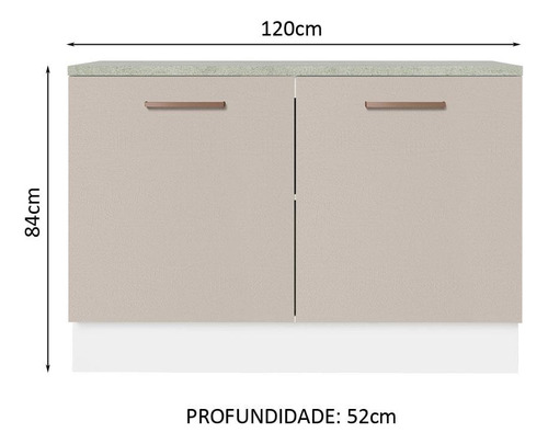 Gabinete Bajo Bufetera Madesa Agata 120cm Con Encimera Bc Color Blanco/Crema