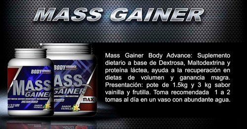 Mass Gainer 3 Kg. Ganador De Peso. Body Advance
