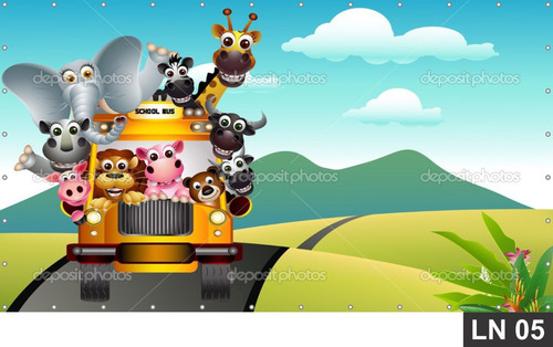 Imagem 5 de 6 de Painel De Festa Zoo Zoológico Animais 2,00x1,00m Lona
