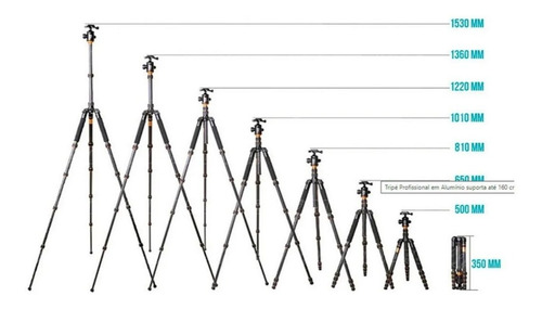 Imagem 7 de 7 de Tripé Profissional Exbom Alumínio 10kg 1.6m Tripro-x600