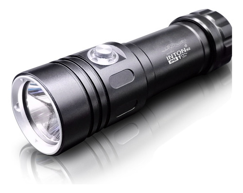 Lanterna Inton Para Mergulho Pesca 1200 Lumens H2 100%xm-l2 Branco Preto