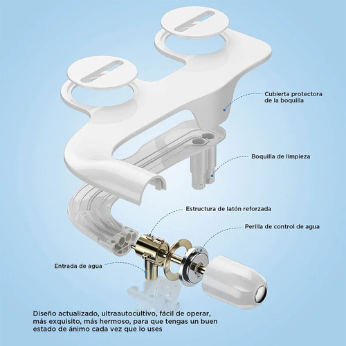 Bidet Frio Mighty Rock fácil instalación cualquier inodoro bidé color blanco con dorado Accesorios con boquilla doble Fácil de instalar