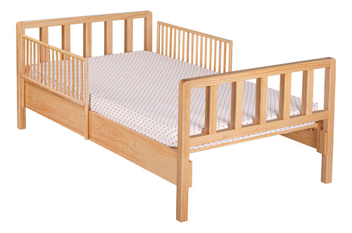 Cama Moderna De Madera Barnizada Con Barandales Para Niños