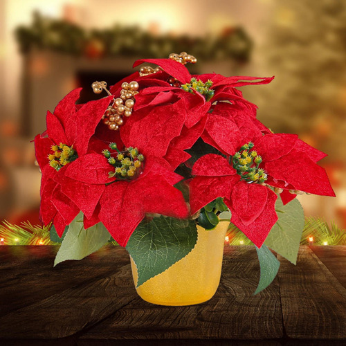 Planta De Poinsettia Roja Artificial, Poinsettia Roja En
