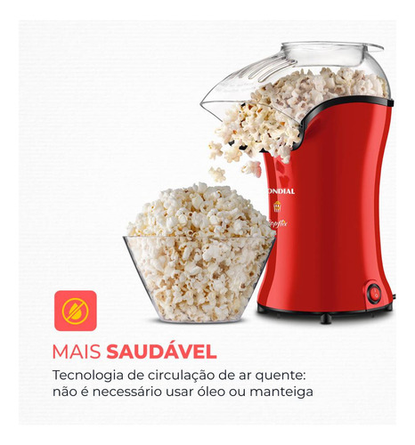 Pipoqueira Popflix Pp-03 1200w Vermelha Mondial
