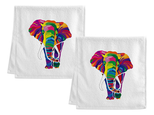 Alaza Toalla Colorida Elefante 100% Algodon Mano Para Baño X