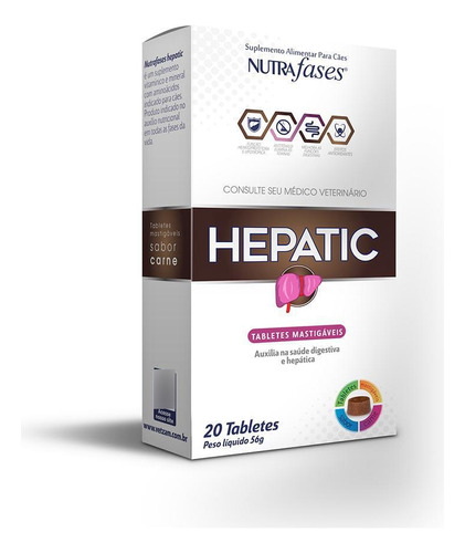 Hepatic Suplemento Alimentar Para Cães Nutrafases 20tabletes