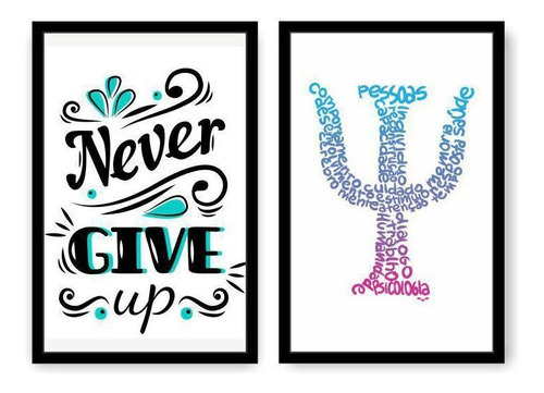 Quadro decorativo Imperio Quadro quadro decorativo never give up psicologia 76x57 sala quarto x 2cm - mdf