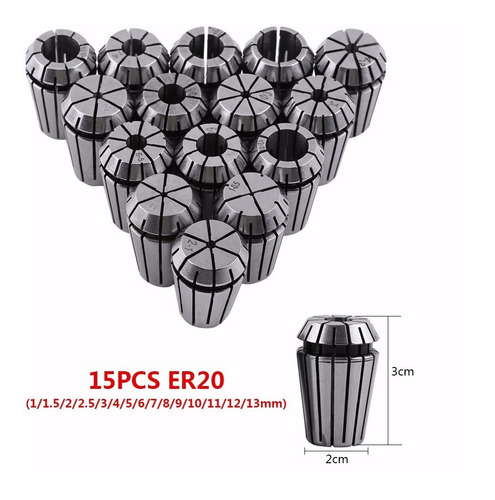 Imagen 3 de 7 de Juego De Pinzas De Muelle Hss Er20 De 1-13 Mm Para Fresado C