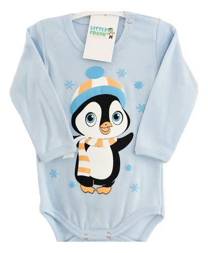 Body Para Bebe Manga Larga Pinguino Algodon Premium