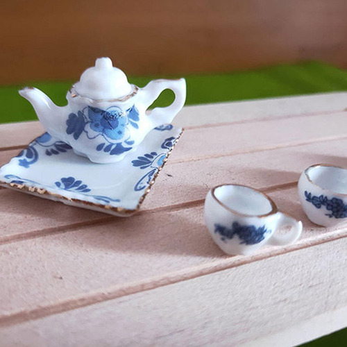 Lates 6 Piezas 1:12 Cerámica Mini Taza De Té Kit Modelos