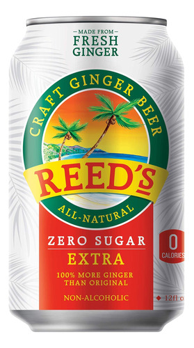 Reed's, Cerveza De Jengibre Extra Sin Azucar, Bebida De Soda