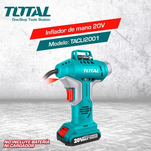 Imagen 6 de 10 de Inflador Inalámbrico De Mano 20v Total 150psi