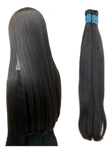 Cabelo Humano Liso Natural 65 Cm- 100 Gramas Imediato Cor Castanho