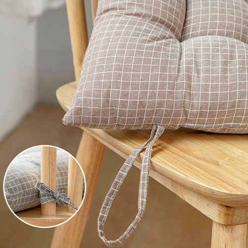 Cojín De Silla Suave Con Estampado De Cuadros 40x40cm Marrón Claro Liso