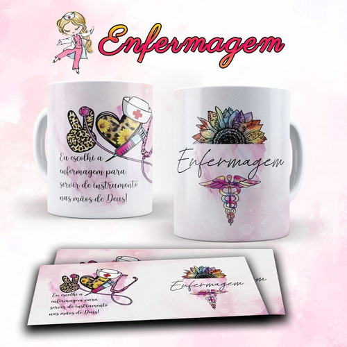 Artes Para Canecas Enfermagem- Editáveis No Coraldraw