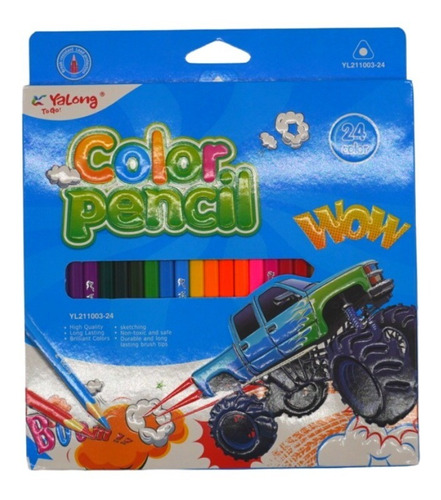 Lápices De Colores Escolares Set 24 Unid Diferentes Diseños