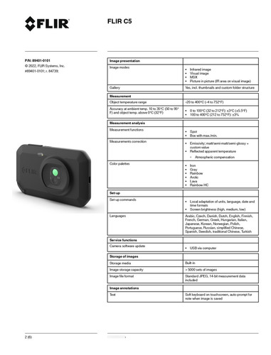 Cámara Termografica Con Wifi Flir C5 Teledyne Flir
