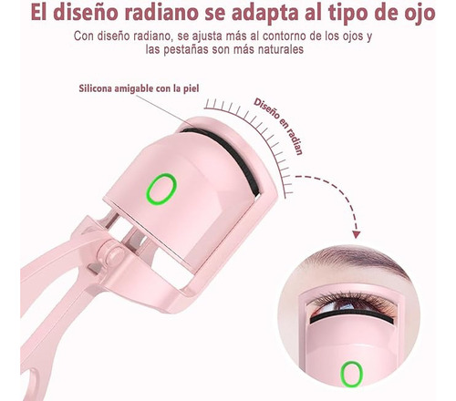Rizador De Pestañas Eléctrico De Larga Duración Carga Usb Color Rosa