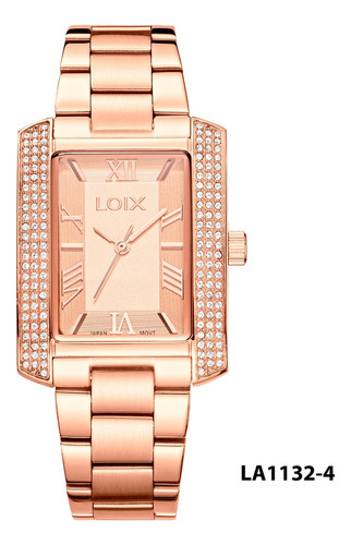 Reloj Mujer Loix® La1132-4 Oro Rosa Con Piedras En El Bisel