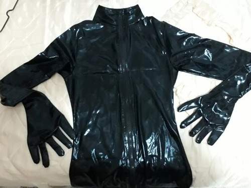 Macacão Feminino Sexy Cat Wetlook Wetlook Pu Leather Zentai