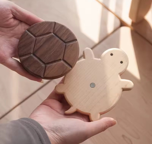2 Posavasos De Madera Con Forma De Tortuga Porta Vaso Tortuga Marrón