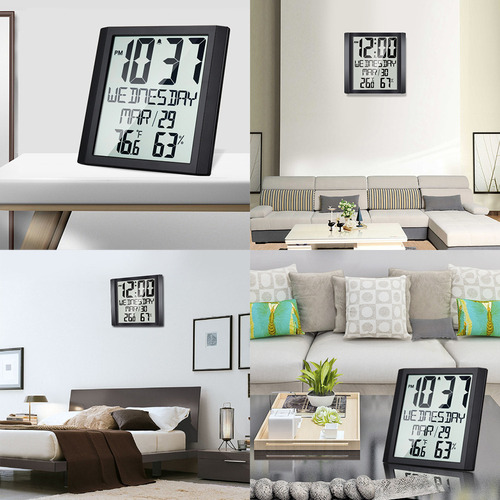 Reloj De Pared Digital Con Termo-higrómetro.. 6'' Gran Panta