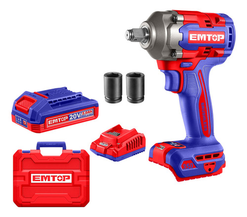 Llave de impacto inalámbrico Emtop ECIWL2035 azul 50Hz/60Hz