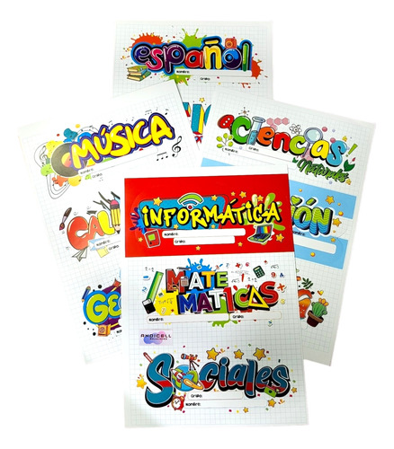 Stickers Materias Escolares Para Marcar Cuadernos X 6 Sets
