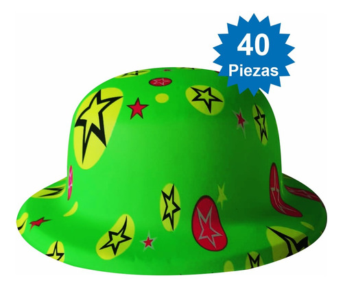 Sombrero Color Neón Para Fiesta Batucada Glow --- 40 Piezas