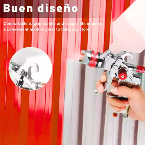 Pistola De Pulverización De Pintura Compresor Manual Rojo