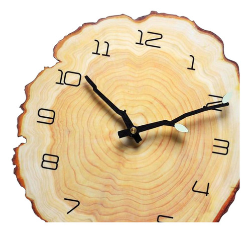 Reloj De Pared Rústico Tronco De Árbol Con Números